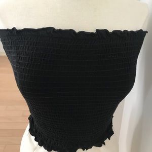 Black Scrunched Tube Top